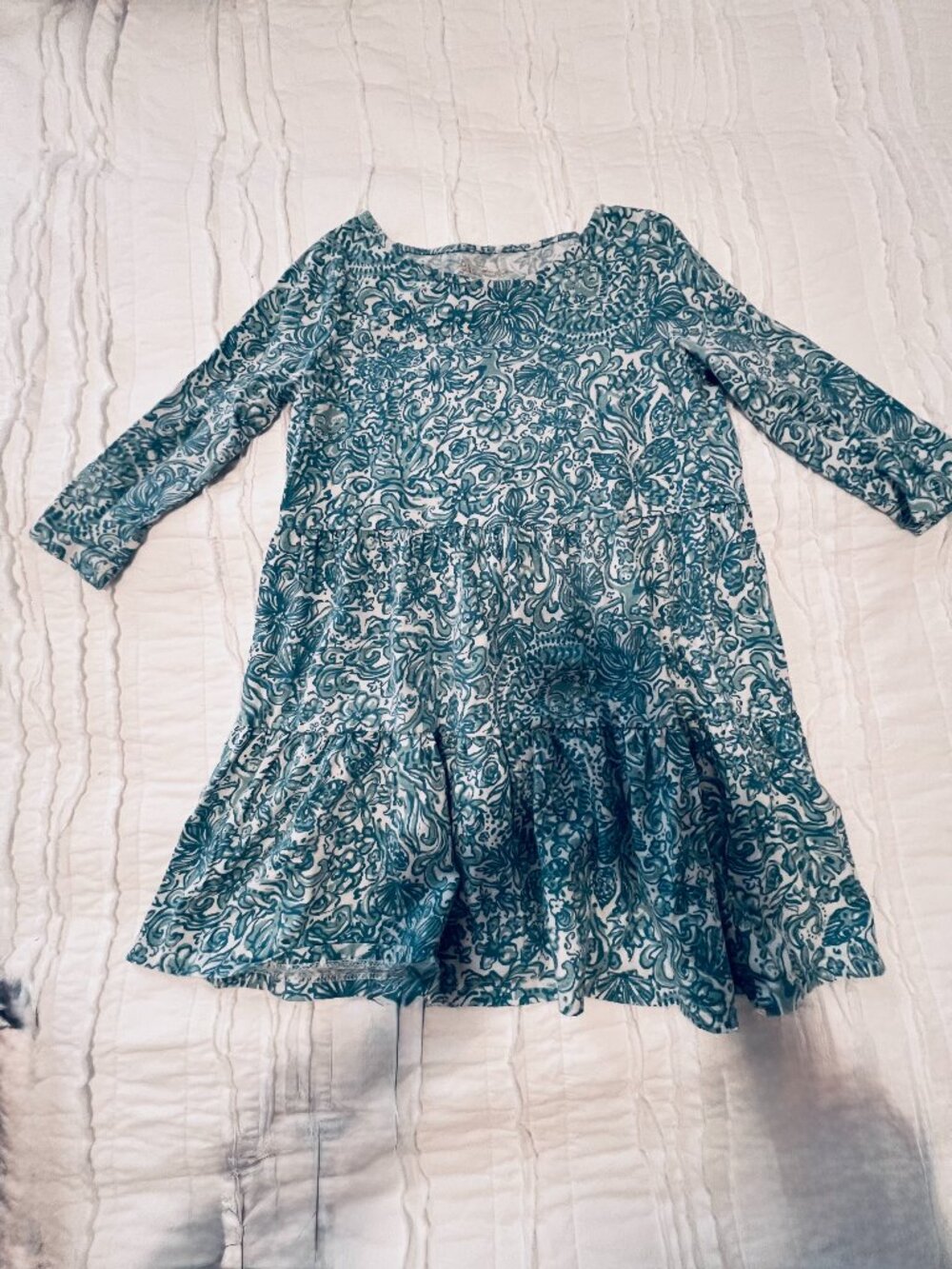 Lilly Pulitzer Girls Mini Loro Tiered Long Sleeve Dress - Size M (6-7)